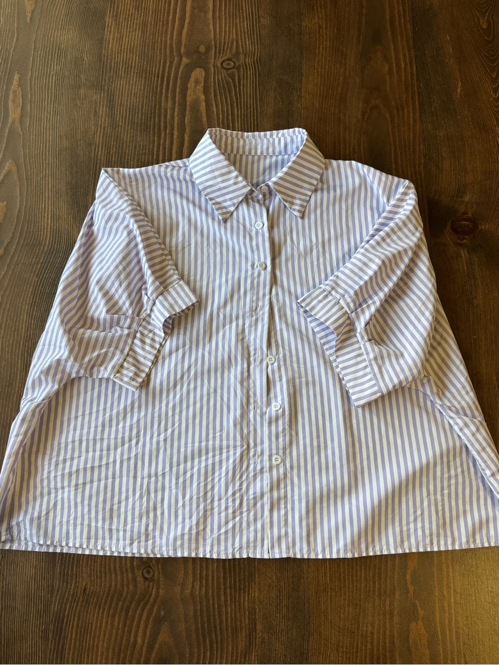 Oversized Purple Stripped Women’s Button Up